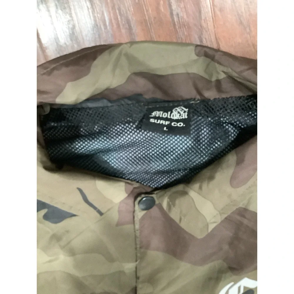 MOLOKAI SURF CO. CALI Men Large Camo Lined Snap Button Windbreaker Jacket